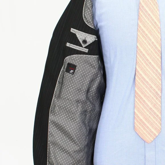 J. Ferrar 40L 36x32 Black Striped 3-Button Suit R259
